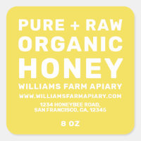 Mel Moderno Rótulo de Abelha Honrosa Amarelo Apiár