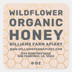 Adesivo Quadrado Mel Moderno Rótulo de Abelhas de Honeybee Pêsseg