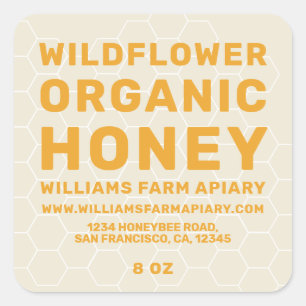Adesivo Quadrado Mel Moderno Rótulo Honeybee Apiary Antique 