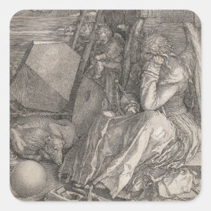 Adesivo Quadrado Melancholia I, Engrenagem por Albrecht Durer