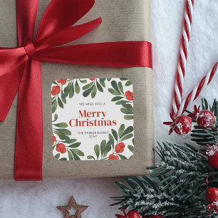 Adesivo Quadrado Melancia de Natal elegante Berries Vermelhos