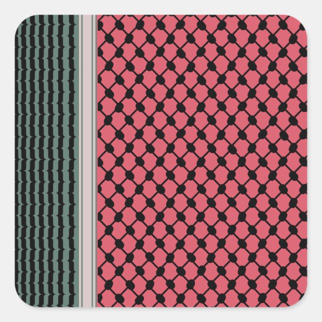 Adesivo Quadrado Melancia palestiniana Hatta Keffiyeh Kufiya Folk (Frente)