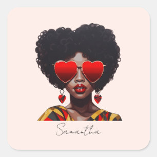 Adesivo Quadrado Melanin Magic: Rainha Negra Enroscando Formas Card