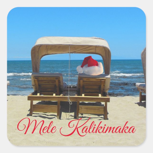 Adesivo Quadrado Mele Kalikimaka beach (Frente)