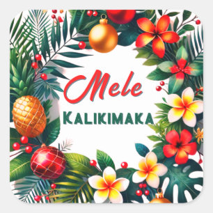 Adesivo Quadrado Mele Kalikimaka - Natal Tropical