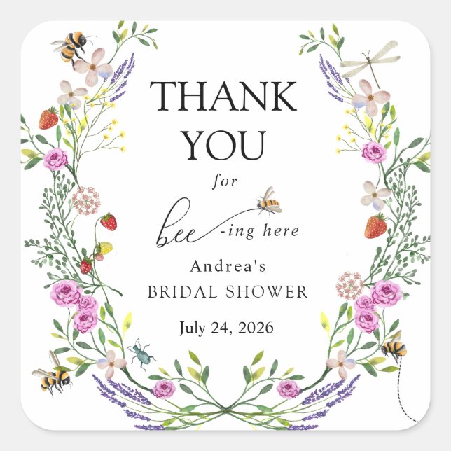 Adesivo Quadrado Melhor Abelha | Obrigado Favor (Frente)