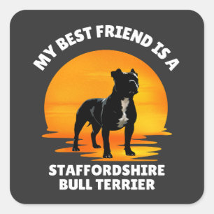 Adesivo Quadrado Melhor amigo Staffordshire Bull Terrier