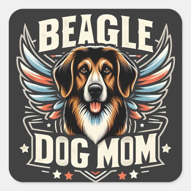 Adesivo Quadrado Melhor Cachorro de Beagle Mãe De Todos Os tempos - (Frente)