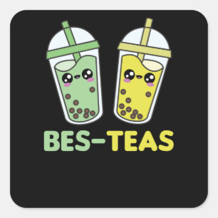 Adesivo Quadrado Melhor Chás - Bolha Tea Kawaii Boba Tea Love