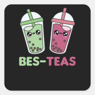 Adesivo Quadrado Melhor Chás - Bolha Tea Kawaii Boba Tea Love