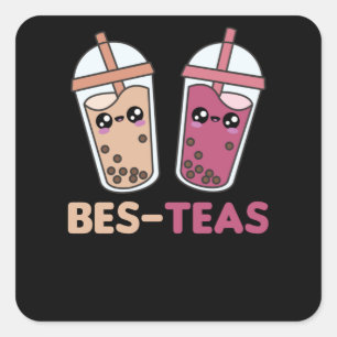 Adesivo Quadrado Melhor Chás - Bolha Tea Kawaii Boba Tea Love