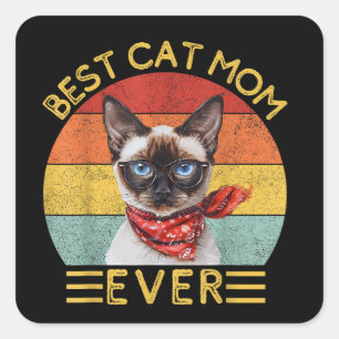 Adesivo Quadrado Melhor Mãe De Gato