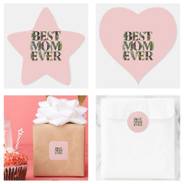 Adesivo Quadrado Melhor Mãe Moderna, Flores E Plantas Verdes