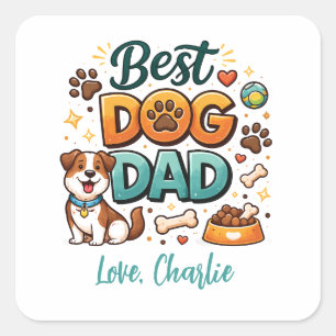 Adesivo Quadrado Melhor Pai de Cachorro do Mundo   Dia dos Pais Per