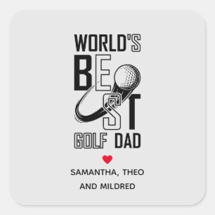 Adesivo Quadrado Melhor Pai de Golfe do Mundo - Presente Engraçado