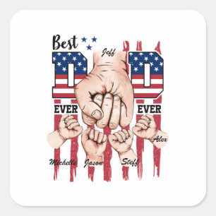 Adesivo Quadrado Melhor Pai do mundo - Fist Bump USA Flag - 4 Kids