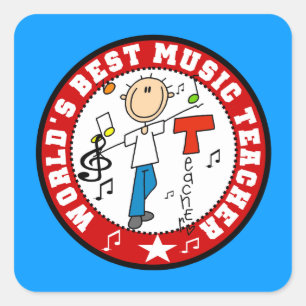 Adesivo Quadrado Melhor Professor de Música do Mundo