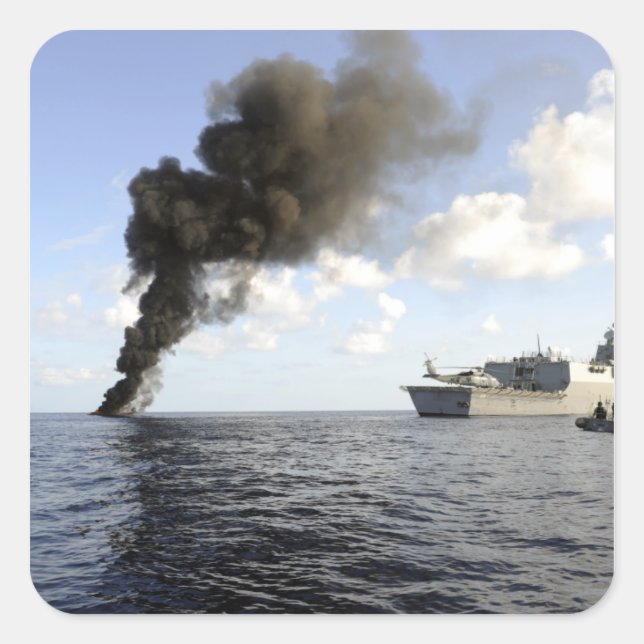 Adesivo Quadrado Membros da Guarda costeira dos EUA (Frente)