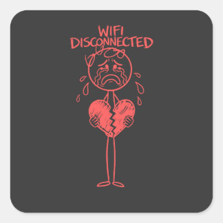 Adesivo Quadrado Meme de Jogador Coração Quebrado Wi-Fi Desconectad