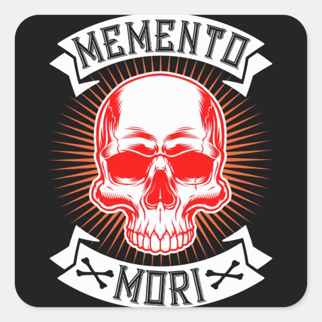 Adesivo Quadrado Memento Mori Skull Seu tempo virá (Frente)