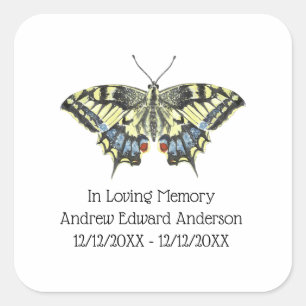 Adesivo Quadrado Memorial de Borboleta Personalizado Perda de Ente