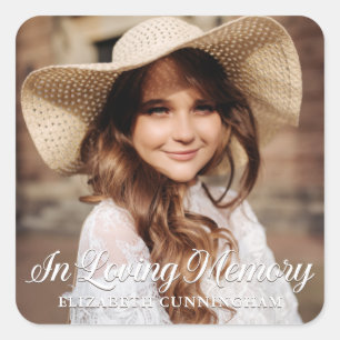 Adesivo Quadrado Memorial In Loving Memory Classic Elegant Photo