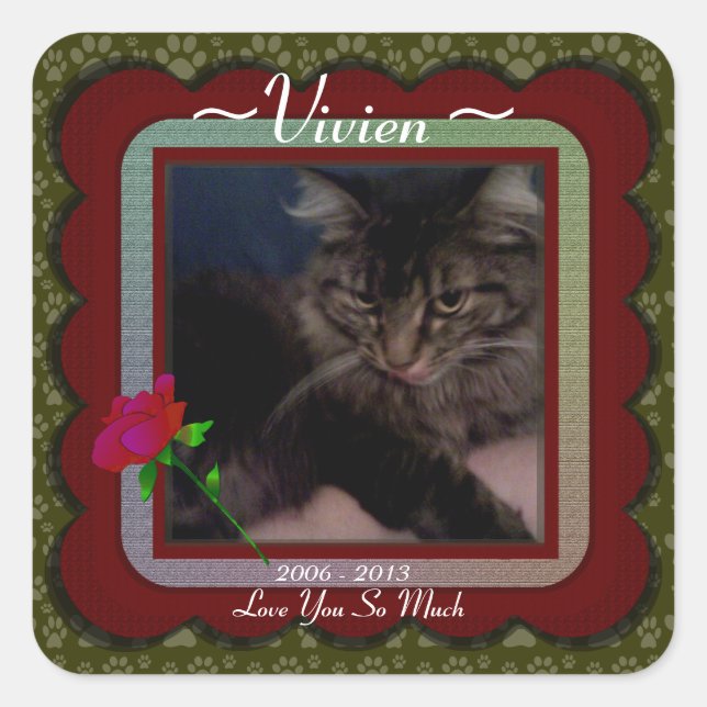 Adesivo Quadrado Memorial Pet Personalizável (Frente)