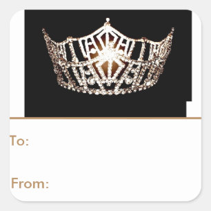 Adesivo Quadrado Menina América Lt. Dourada Coroa Pele e Presente