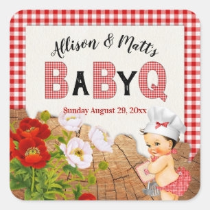 Adesivo Quadrado Menina Bebê Gingham Vermelho Floral de Madeira Beb