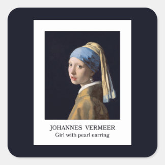Adesivo Quadrado Menina com brinco de pérola 1665 Johannes Vermeer