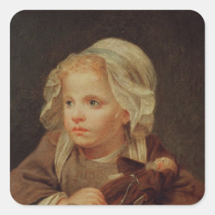 Adesivo Quadrado Menina com uma boneca