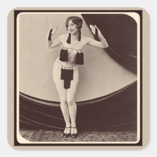 Adesivo Quadrado Menina de Flapper Bonita do Risqué de 1920