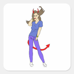 Adesivo Quadrado menina diabólica