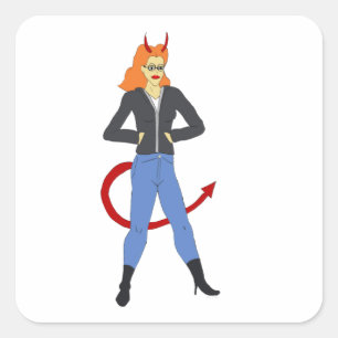 Adesivo Quadrado menina diabólica