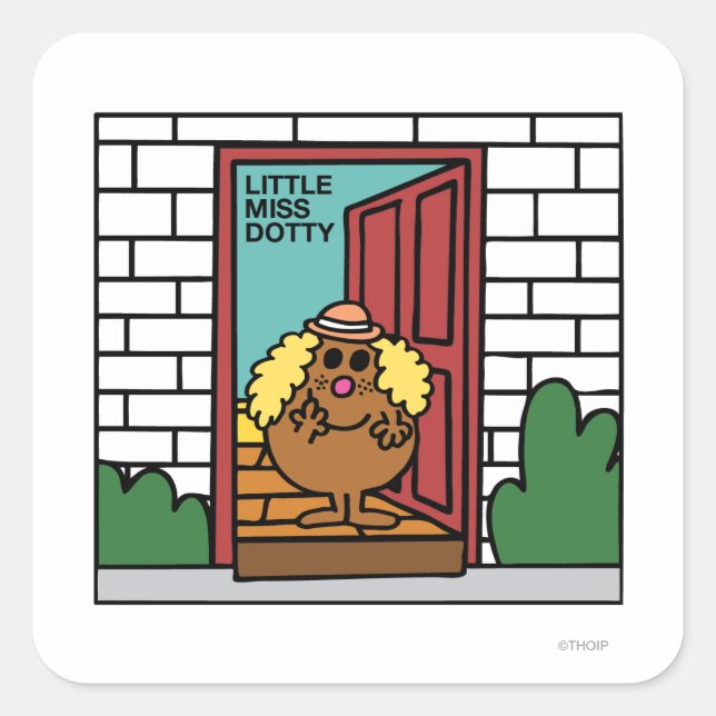Adesivo Quadrado Menina Dotty | Porta aberta (Frente)