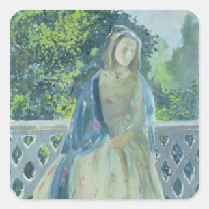 Adesivo Quadrado Menina em Balcão, 1900