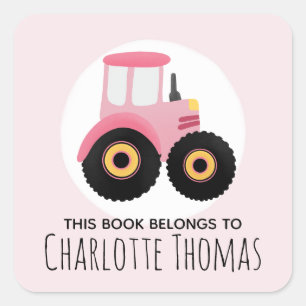 Adesivo Quadrado Menina Este Livro Pertence A Trator Kids Rosa