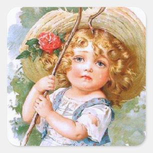 Adesivo Quadrado Menina pequena doce do verão de Maud Humphrey