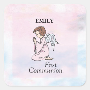 Adesivo Quadrado Menina, primeiro anjo do comunhão