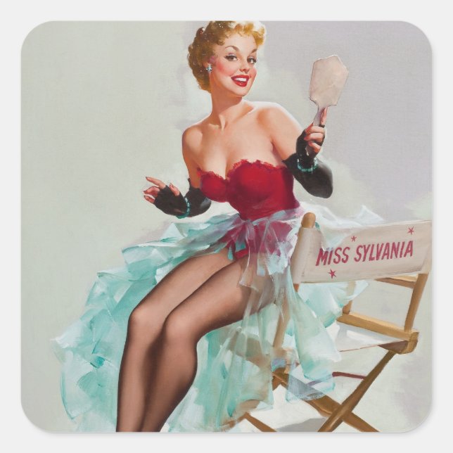 Adesivo Quadrado Menina Sylvania Pin-Up Girl (Frente)