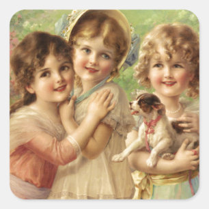 Adesivo Quadrado Meninas bonitas do vintage