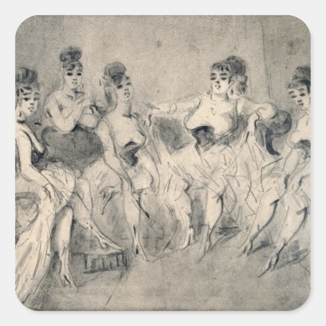 Adesivo Quadrado Meninas em um Bordello (Frente)