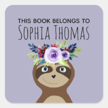 Meninas "Este Livro Pertence" Sloth Name
