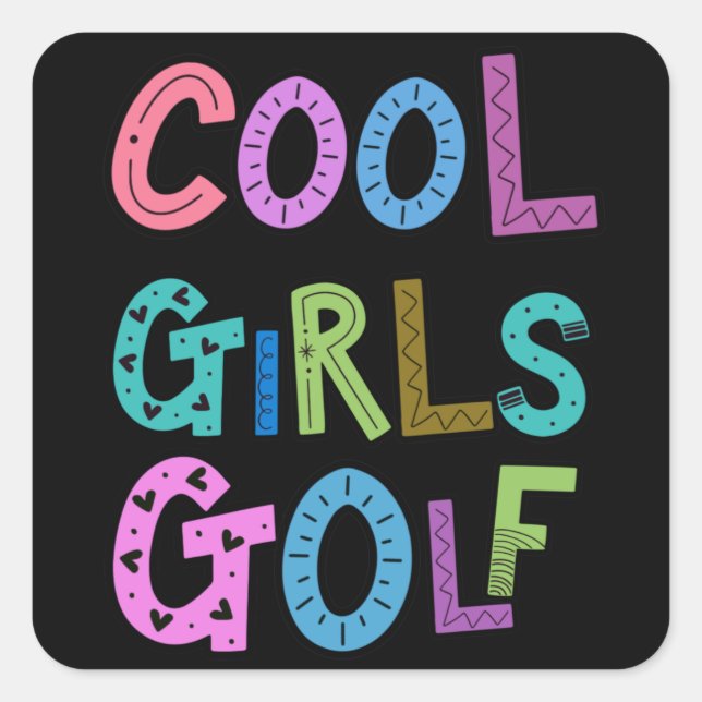 Adesivo Quadrado Meninas legal Golf Golfing Esportes Mulheres Crian (Frente)