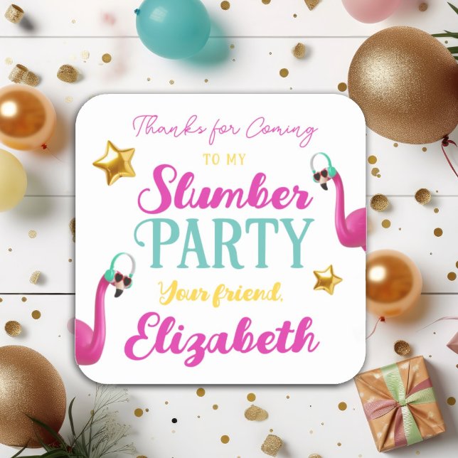 Adesivo Quadrado Meninas SONO Festa de aniversário (Criador carregado)