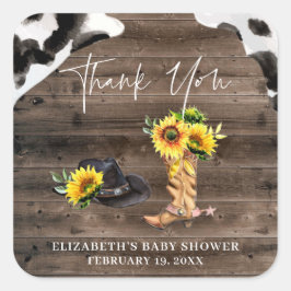 Adesivo Quadrado Menininha | Favor do Chá de fraldas Ocidental