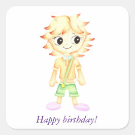 Adesivo Quadrado Menino engraçado