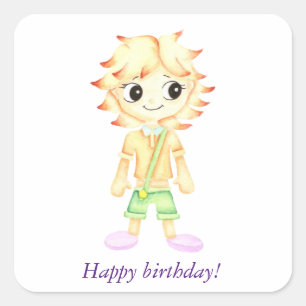 Adesivo Quadrado Menino engraçado