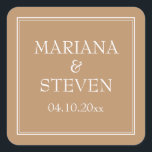 Adesivo Quadrado Menino Limiar Mínimo de Borda Moderna<br><div class="desc">Vinhetas modernas de casamento para favores para sua recepção de casamento,  janto de ensaio e chá de panela no tema de Tan Beige,  barware.</div>