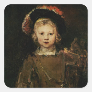 Adesivo Quadrado Menino novo no vestido de fantasia, c.1660 (óleo